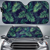 Dark Tropical Palm Leaf Pattern Print Car Sun Shade GearFrost