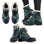 Dark Tropical Palm Leaf Pattern Print Comfy Boots GearFrost