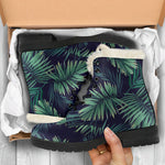 Dark Tropical Palm Leaf Pattern Print Comfy Boots GearFrost