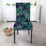 Dark Tropical Palm Leaf Pattern Print Dining Chair Slipcover
