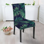 Dark Tropical Palm Leaf Pattern Print Dining Chair Slipcover