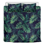 Dark Tropical Palm Leaf Pattern Print Duvet Cover Bedding Set