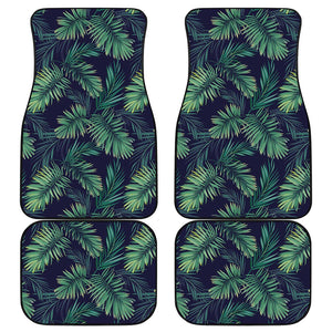 Dark Tropical Palm Leaf Pattern Print Front and Back Car Floor Mats