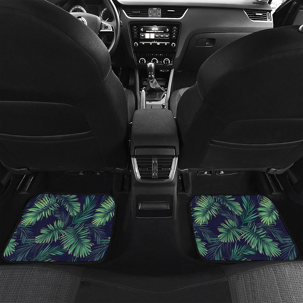 Dark Tropical Palm Leaf Pattern Print Front and Back Car Floor Mats