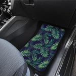 Dark Tropical Palm Leaf Pattern Print Front and Back Car Floor Mats