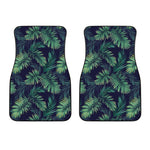 Dark Tropical Palm Leaf Pattern Print Front Car Floor Mats