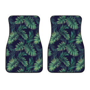 Dark Tropical Palm Leaf Pattern Print Front Car Floor Mats