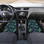 Dark Tropical Palm Leaf Pattern Print Front Car Floor Mats