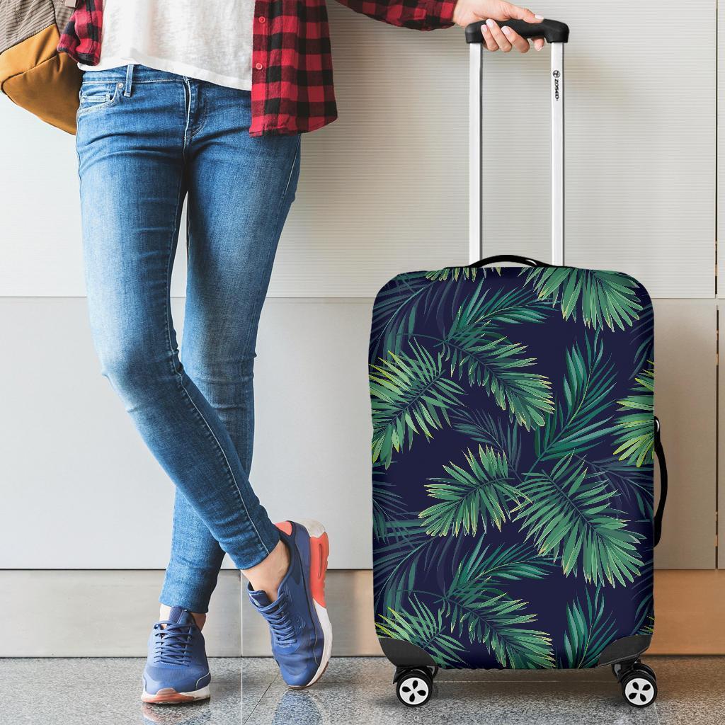 Dark Tropical Palm Leaf Pattern Print Luggage Cover GearFrost