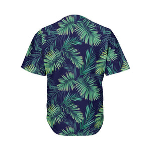 Dark Tropical Palm Leaf Pattern Print Men's Baseball Jersey