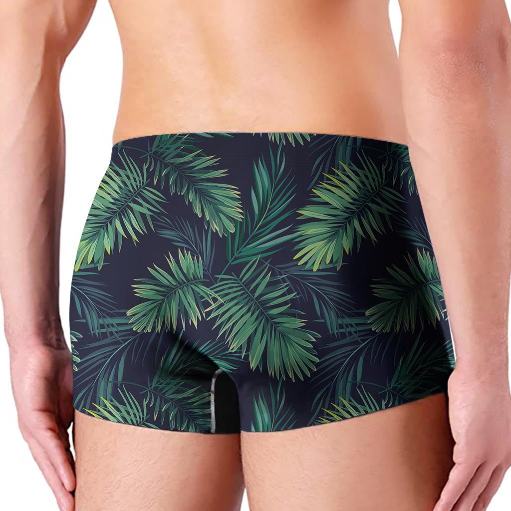 Dark Tropical Palm Leaf Pattern Print Men's Boxer Briefs