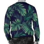 Dark Tropical Palm Leaf Pattern Print Men's Crewneck Sweatshirt GearFrost