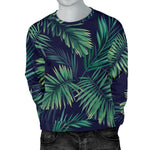 Dark Tropical Palm Leaf Pattern Print Men's Crewneck Sweatshirt GearFrost