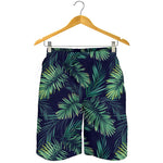 Dark Tropical Palm Leaf Pattern Print Men's Shorts