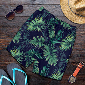Dark Tropical Palm Leaf Pattern Print Men's Shorts