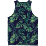 Dark Tropical Palm Leaf Pattern Print Men's Tank Top