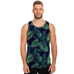 Dark Tropical Palm Leaf Pattern Print Men's Tank Top