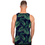 Dark Tropical Palm Leaf Pattern Print Men's Tank Top