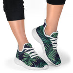 Dark Tropical Palm Leaf Pattern Print Mesh Knit Shoes GearFrost