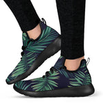 Dark Tropical Palm Leaf Pattern Print Mesh Knit Shoes GearFrost