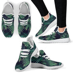 Dark Tropical Palm Leaf Pattern Print Mesh Knit Shoes GearFrost