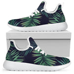 Dark Tropical Palm Leaf Pattern Print Mesh Knit Shoes GearFrost