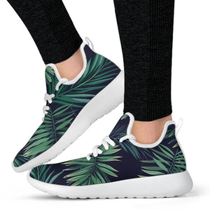 Dark Tropical Palm Leaf Pattern Print Mesh Knit Shoes GearFrost