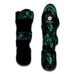 Dark Tropical Palm Leaf Pattern Print Muay Thai Shin Guard