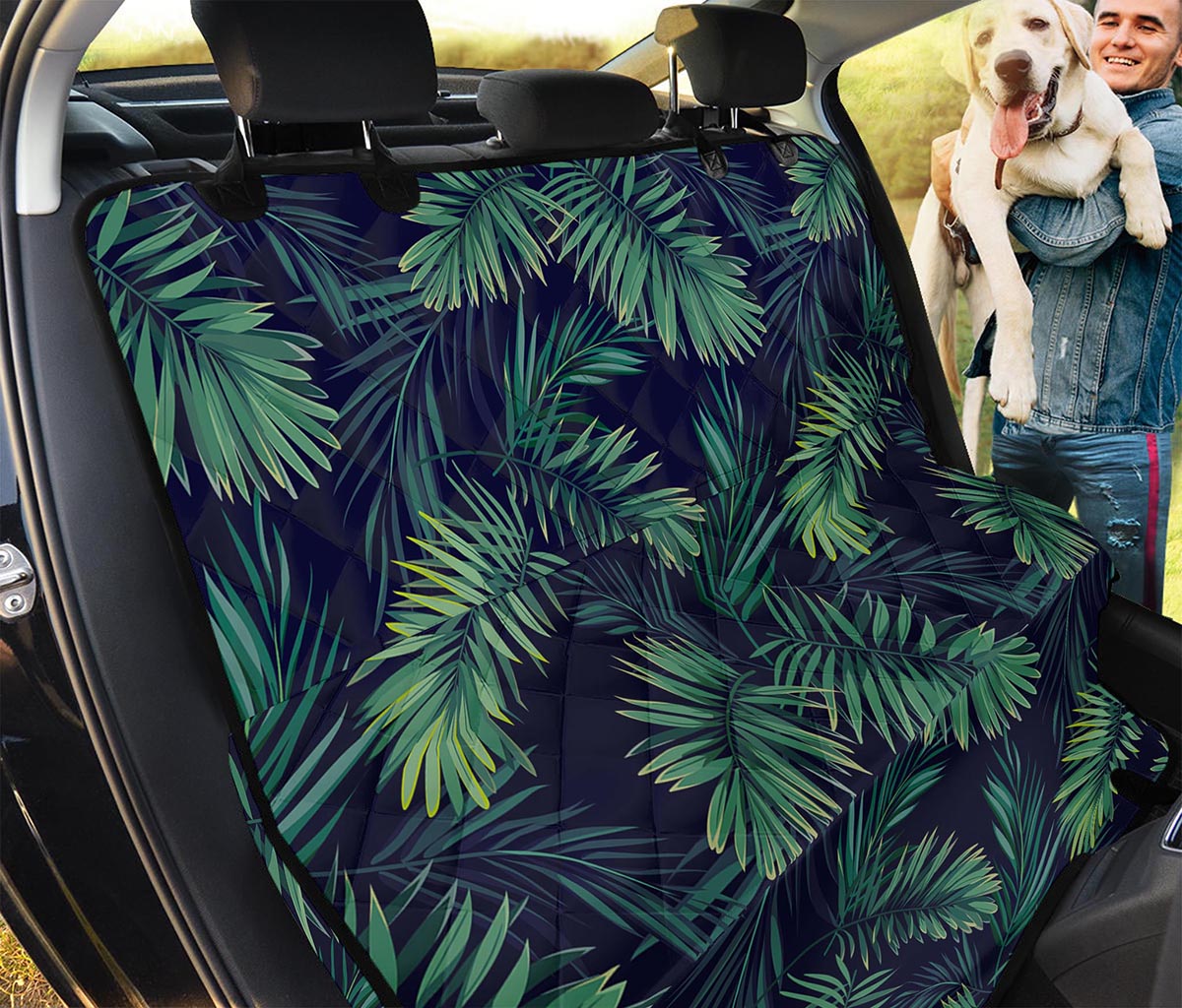 Dark Tropical Palm Leaf Pattern Print Pet Car Back Seat Cover