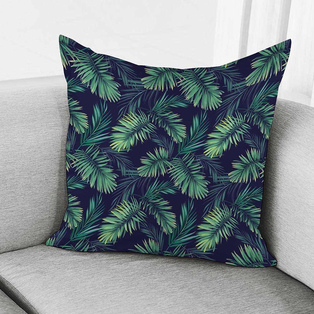 Dark Tropical Palm Leaf Pattern Print Pillow Cover