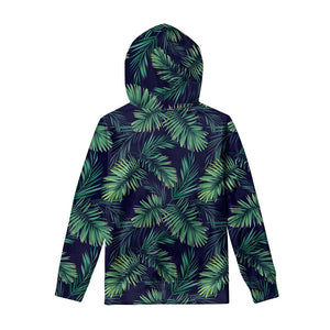 Dark Tropical Palm Leaf Pattern Print Pullover Hoodie