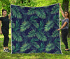 Dark Tropical Palm Leaf Pattern Print Quilt