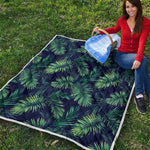 Dark Tropical Palm Leaf Pattern Print Quilt