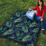 Dark Tropical Palm Leaf Pattern Print Quilt
