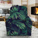 Dark Tropical Palm Leaf Pattern Print Recliner Slipcover