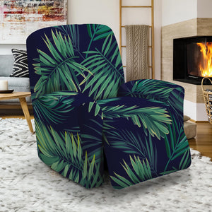 Dark Tropical Palm Leaf Pattern Print Recliner Slipcover