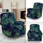 Dark Tropical Palm Leaf Pattern Print Recliner Slipcover