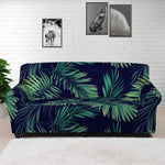 Dark Tropical Palm Leaf Pattern Print Sofa Cover