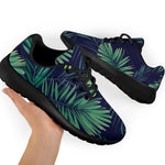 Dark Tropical Palm Leaf Pattern Print Sport Shoes GearFrost