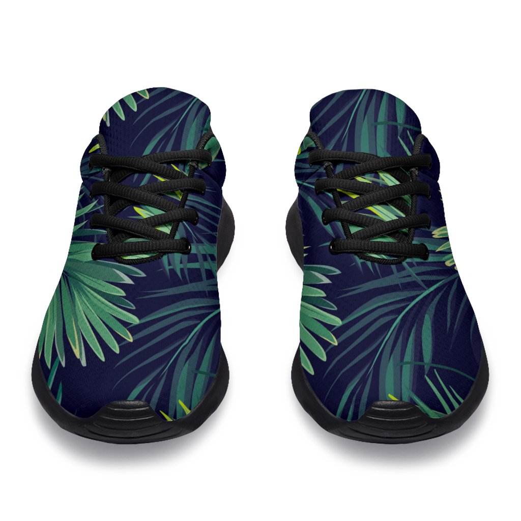 Dark Tropical Palm Leaf Pattern Print Sport Shoes GearFrost
