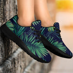 Dark Tropical Palm Leaf Pattern Print Sport Shoes GearFrost