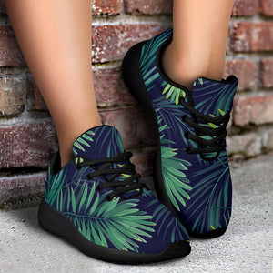 Dark Tropical Palm Leaf Pattern Print Sport Shoes GearFrost