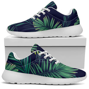 Dark Tropical Palm Leaf Pattern Print Sport Shoes GearFrost