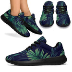 Dark Tropical Palm Leaf Pattern Print Sport Shoes GearFrost