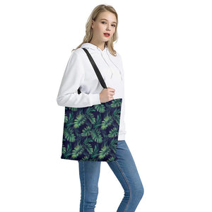 Dark Tropical Palm Leaf Pattern Print Tote Bag