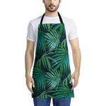 Dark Tropical Palm Leaves Pattern Print Apron