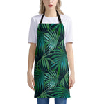 Dark Tropical Palm Leaves Pattern Print Apron