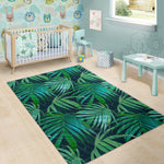 Dark Tropical Palm Leaves Pattern Print Area Rug GearFrost