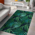 Dark Tropical Palm Leaves Pattern Print Floor Mat