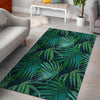 Dark Tropical Palm Leaves Pattern Print Area Rug GearFrost